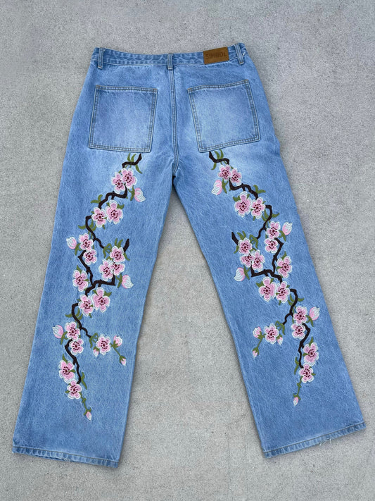 Cherry Blossom Baggy Jeans