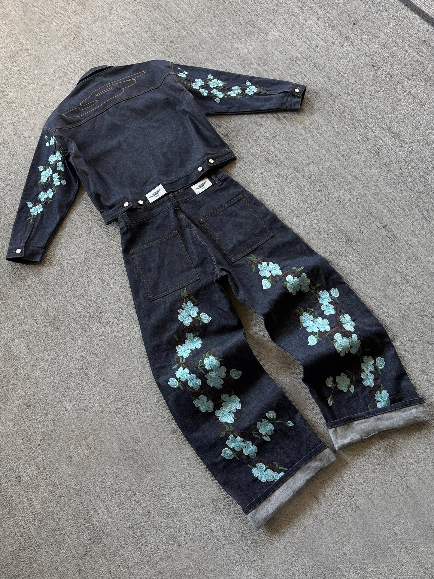 Blue Blossom Japanese selvedge denim sets