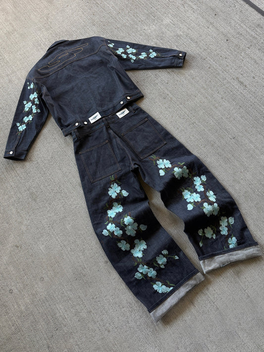Blue Blossom Japanese selvedge denim sets