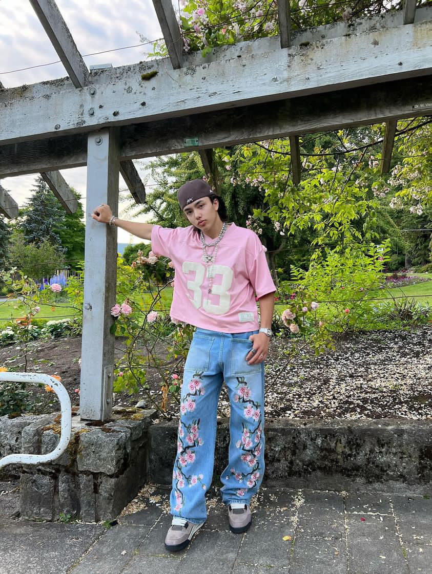 Simbol Project Simbol Project Cherry Blossom Baggy Jeans