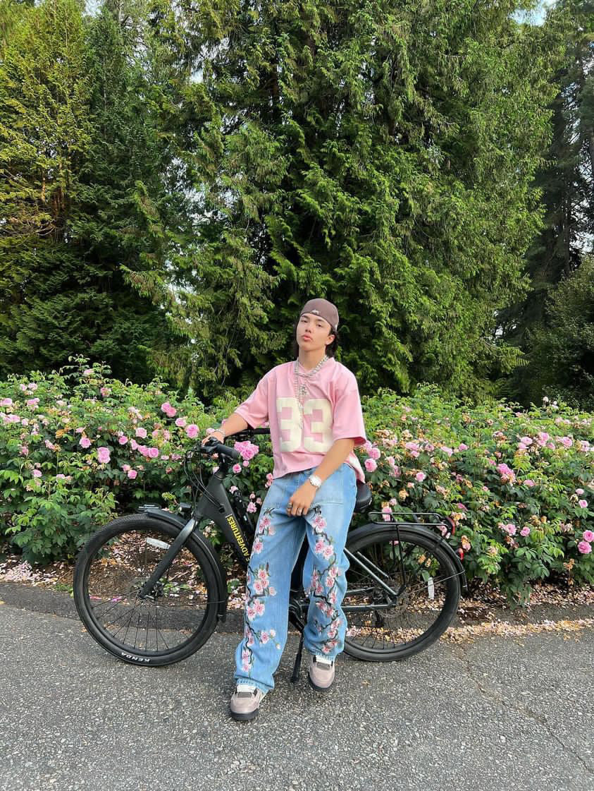 Simbol Project Simbol Project Cherry Blossom Baggy Jeans